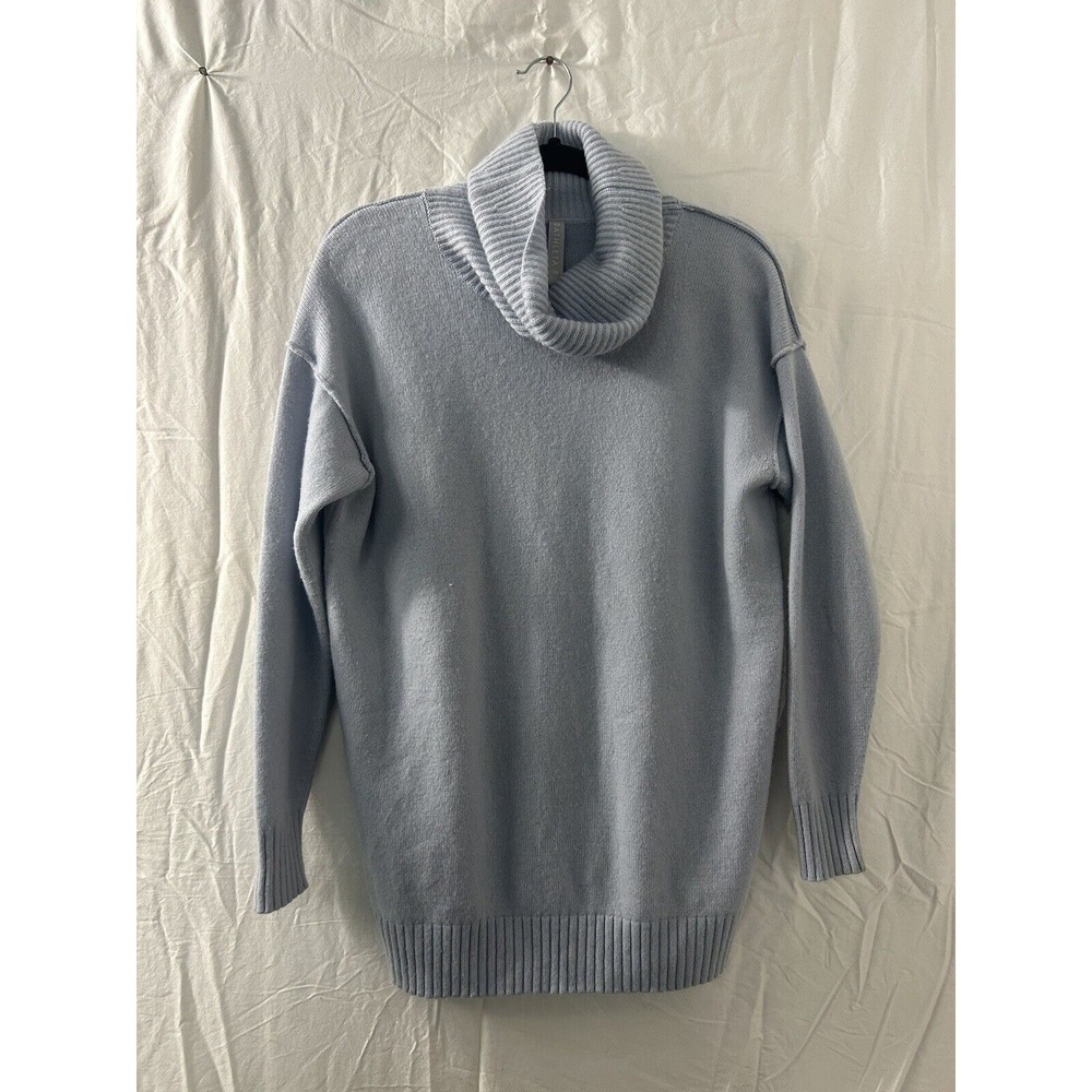 ATHLETA Wool Cashmere Turtleneck Cowl Neck Tunic Light Blue Sweater Size XS Flaw